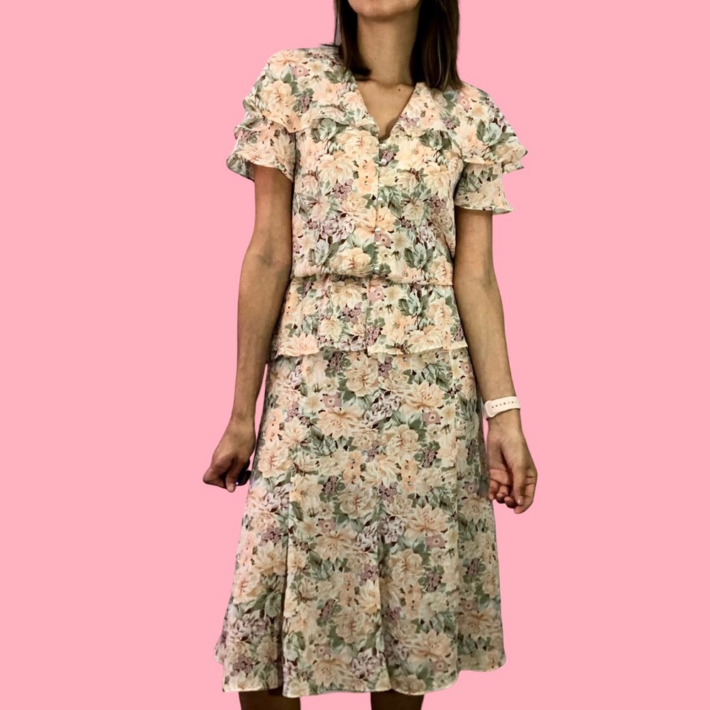 80s/90s floral midi dress